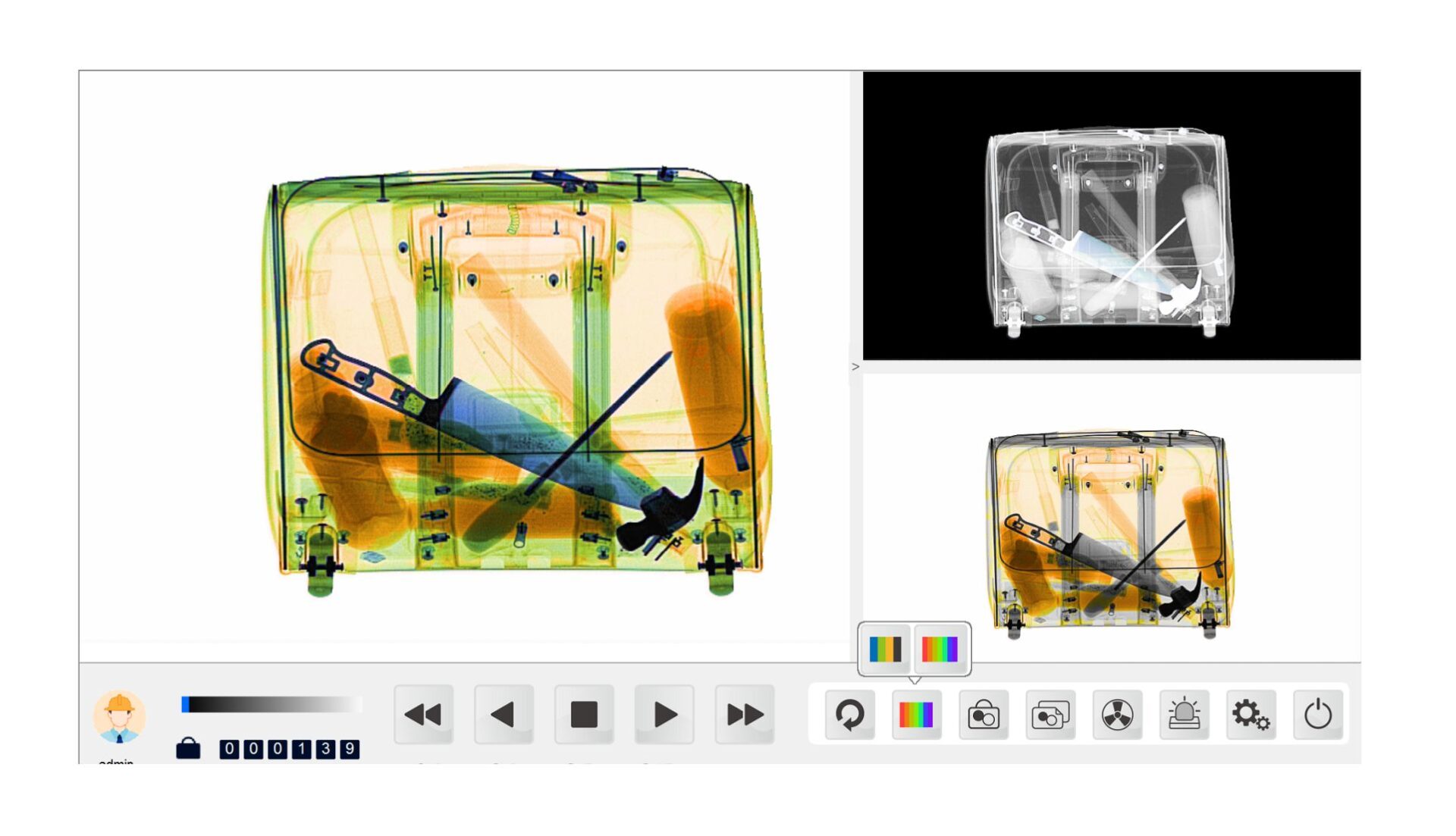 X-ray baggage security inspection machine scanning image